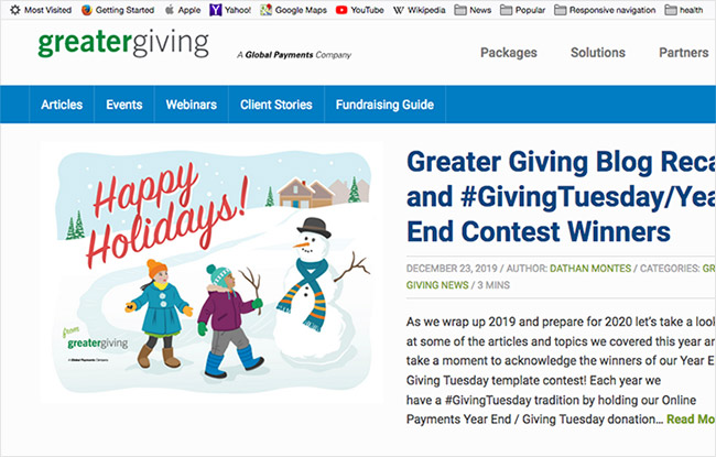 Holiday Greeting Card in Greater Giving blog